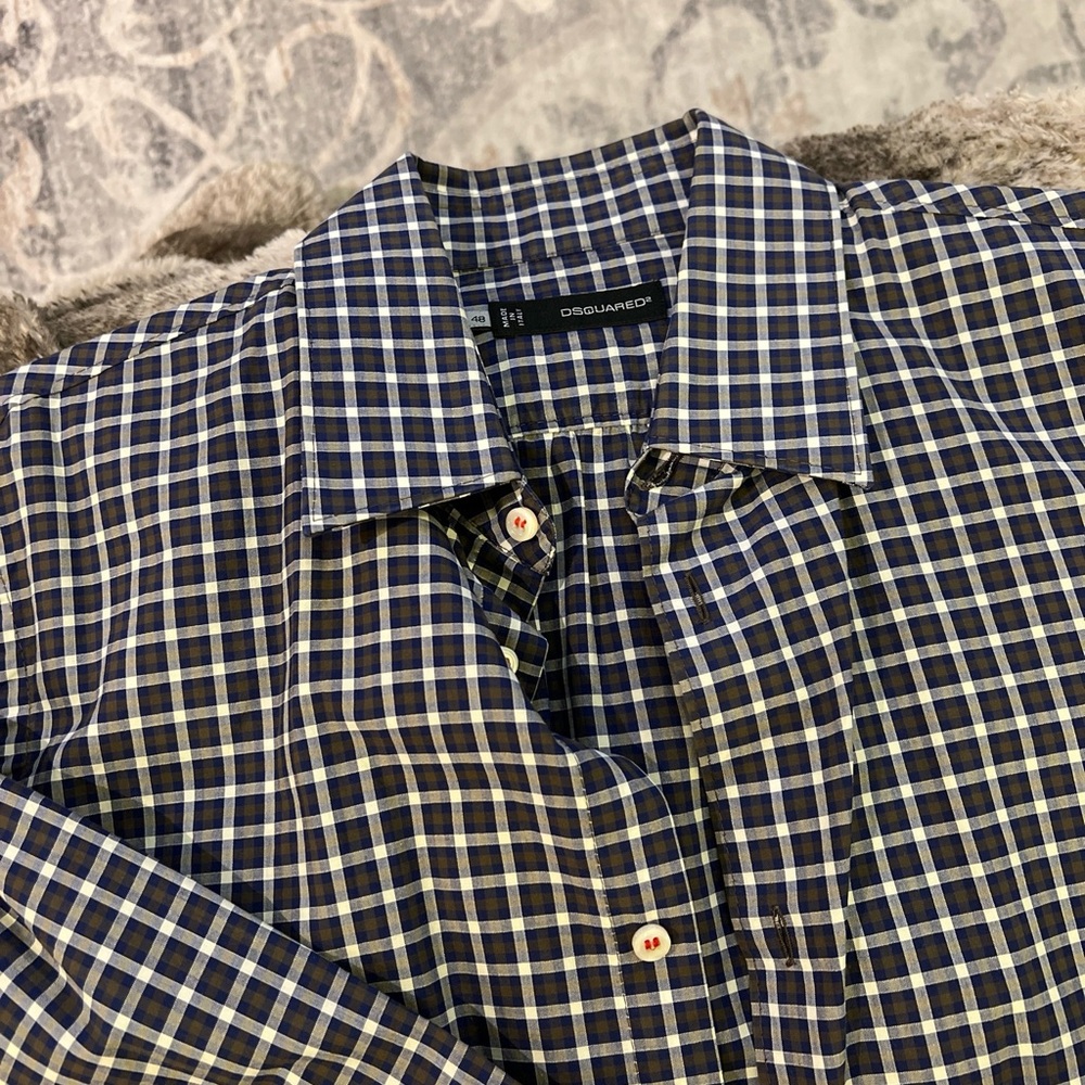 Dsquared Checkered Button Down Collared Shirt Wit… - image 3